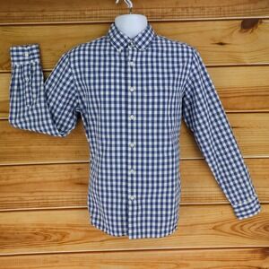 Old Navy Shirt Casual Button Down Collar Mens Sz M Blue White Checks Long Sleeve